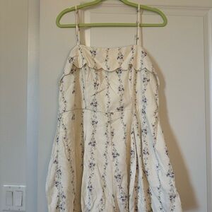 Francesca’s Cream and Purple Dainty Floral Romper Size XL NWT